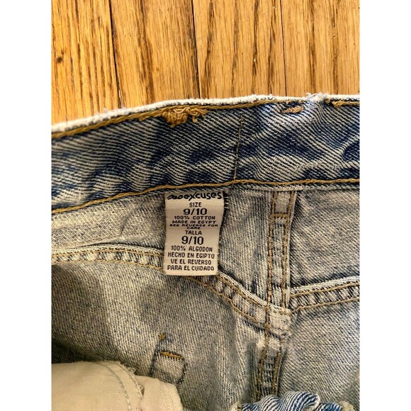 VTG Y2K No Excuses Denim Jean Shorts High Waist 9/10 Distress Cotton Mini Faded - Picture 7 of 10
